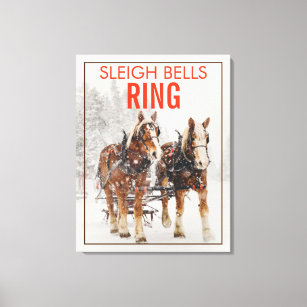 Belgian Horse Team Sleigh Bells Ring Canvas Print