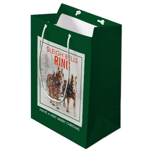 Belgian Horse Team Sleigh Bells Ring Medium Gift Bag