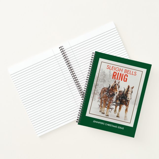 Belgian Horse Team Sleigh Bells Ring Notebook (Inside)