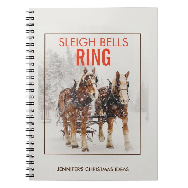 Belgian Horse Team Sleigh Bells Ring Notebook (Front)