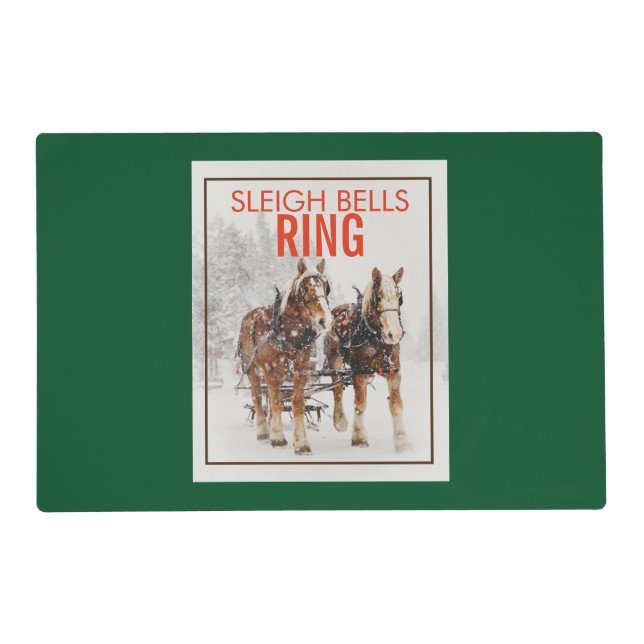 Belgian Horse Team Sleigh Bells Ring Placemat (Front)