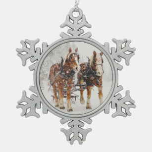 Belgian Horses in Harness - two sided Ornament