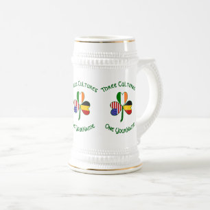 Belgian Irish American Shamrock Flag Personalized Beer Stein