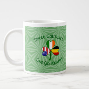 Belgian Irish American Shamrock Flag Personalized Giant Coffee Mug