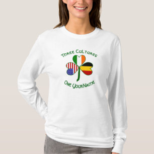 Belgian Irish American Shamrock Flag Personalized  T-Shirt