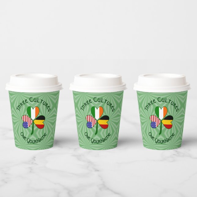 Belgian Irish American Shamrock Personalized Text Paper Cups (Multi)