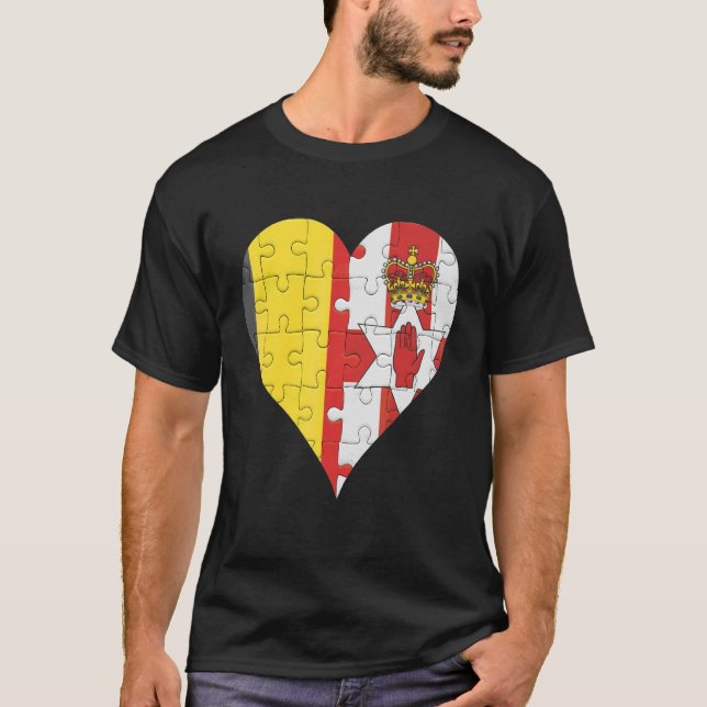 Belgian Irish Flag Heart T-Shirt (Front)