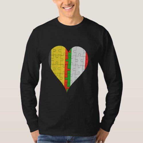 Belgian Italian Flag Heart  T_Shirt