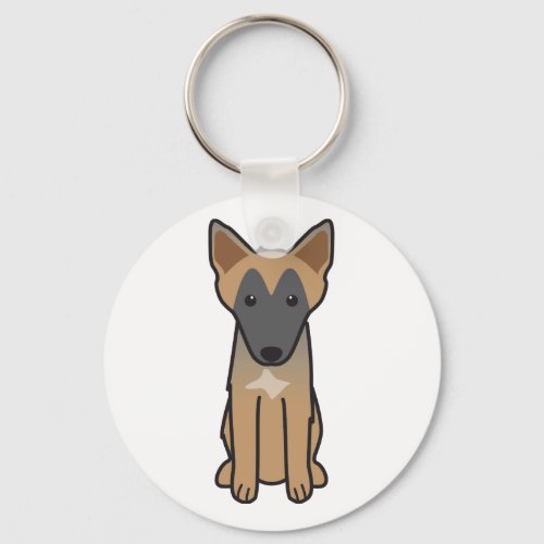 Belgian Malinese Dog Cartoon Keychain