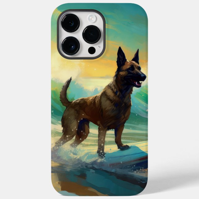 Belgian Malinoi Beach Surfing Painting Case-Mate iPhone Case (Back)