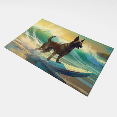 Belgian Malinoi Beach Surfing Painting Doormat