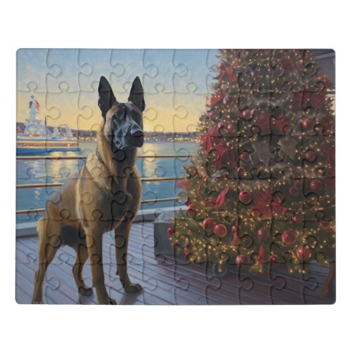 Belgian Malinoi Christmas Cruise Pawsome Holiday  Jigsaw Puzzle