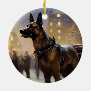Belgian Malinoi Christmas Festive Season Ceramic Ornament