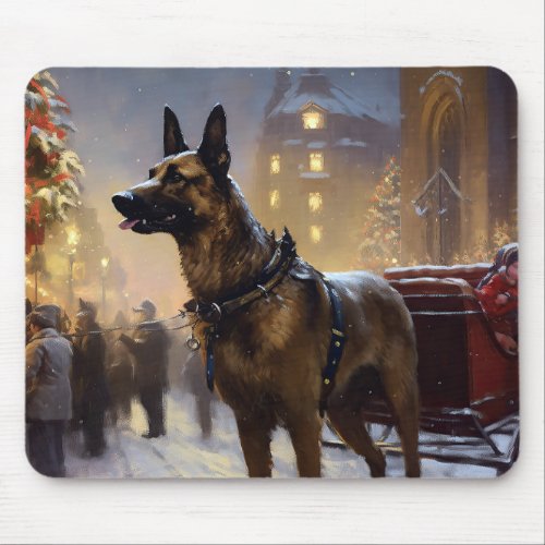 Belgian Malinoi Christmas Festive Season  Mouse Pad