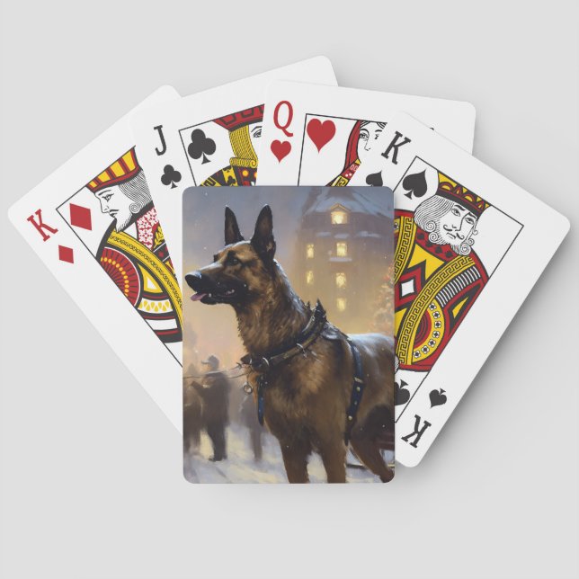 Belgian Malinoi Christmas Festive Season  Poker Cards (Back)