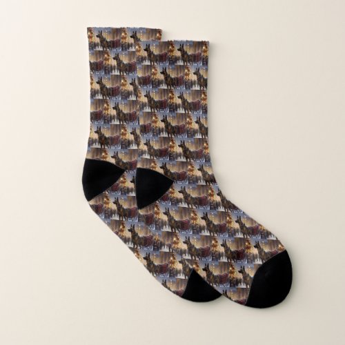 Belgian Malinoi Christmas Festive Season  Socks