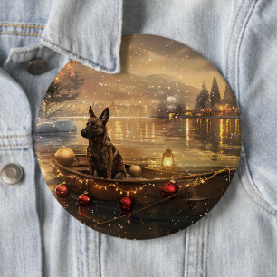 Belgian Malinoi Christmas Festive Voyage Button