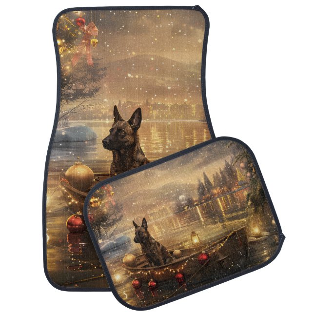 Belgian Malinoi Christmas Festive Voyage Car Floor Mat (Set)