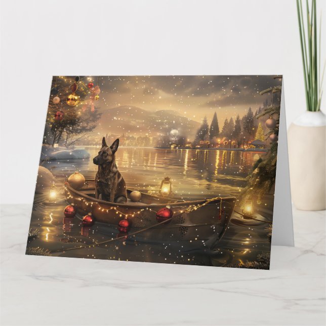 Belgian Malinoi Christmas Festive Voyage Card (Front)