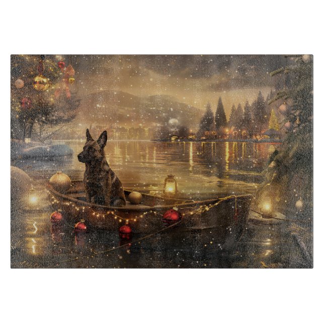 Belgian Malinoi Christmas Festive Voyage Cutting Board (Front)