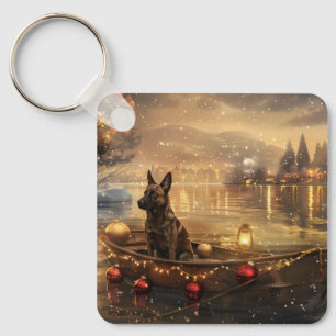 Belgian Malinoi Christmas Festive Voyage Keychain