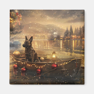 Belgian Malinoi Christmas Festive Voyage Magnet