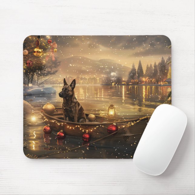 Belgian Malinoi Christmas Festive Voyage Mouse Pad (With Mouse)