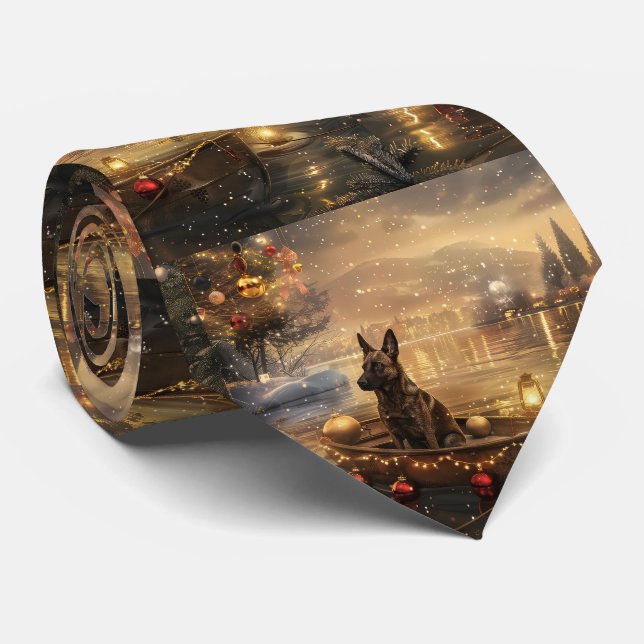 Belgian Malinoi Christmas Festive Voyage Neck Tie (Rolled)