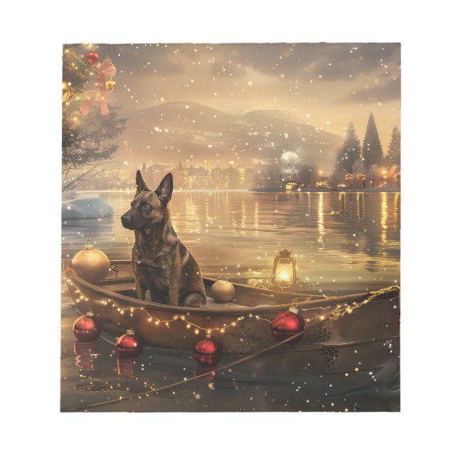 Belgian Malinoi Christmas Festive Voyage Notepad (Front)