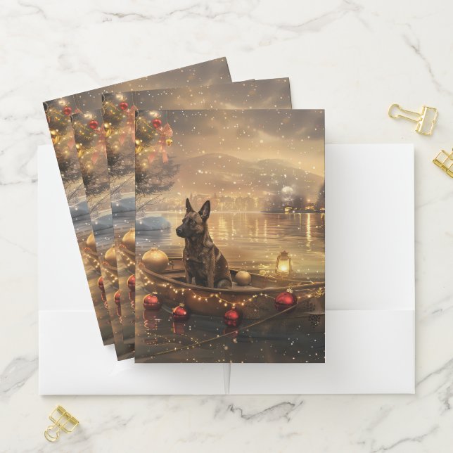 Belgian Malinoi Christmas Festive Voyage Pocket Folder (In Situ)