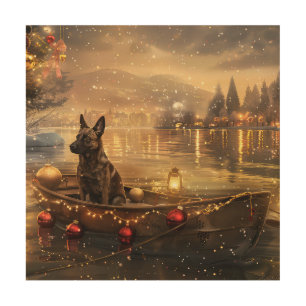 Belgian Malinoi Christmas Festive Voyage Wood Wall Art
