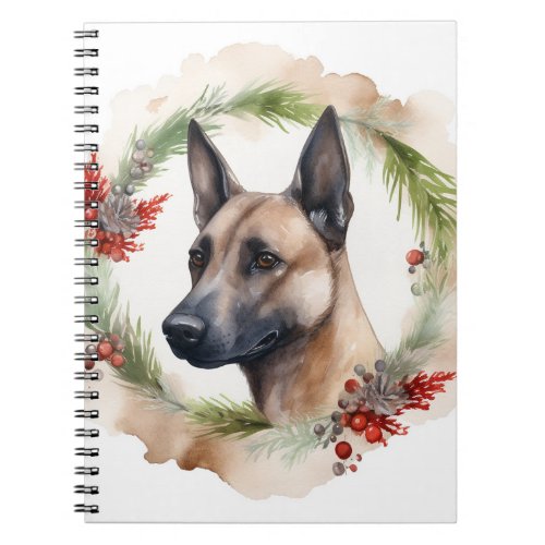 Belgian Malinoi Christmas Wreath Festive Pup  Notebook