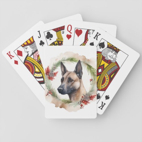 Belgian Malinoi Christmas Wreath Festive Pup  Poker Cards