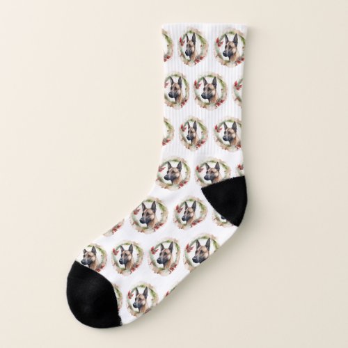 Belgian Malinoi Christmas Wreath Festive Pup  Socks