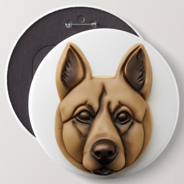 Belgian Malinoi Dog 3D Inspired Button (Front & Back)
