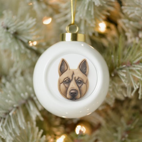 Belgian Malinoi Dog 3D Inspired Ceramic Ball Christmas Ornament