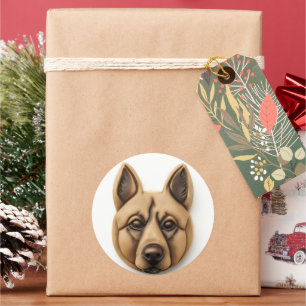 Belgian Malinoi Dog 3D Inspired Classic Round Sticker