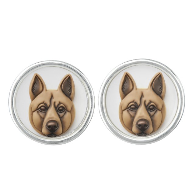 Belgian Malinoi Dog 3D Inspired Cufflinks (Front)