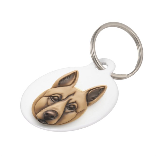 Belgian Malinoi Dog 3D Inspired Pet ID Tag (Side)
