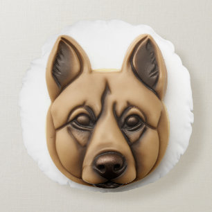 Belgian Malinoi Dog 3D Inspired Round Pillow