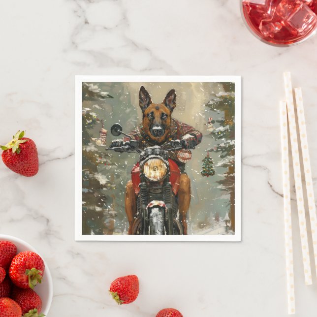 Belgian Malinoi Dog Christmas  Napkins (Insitu)
