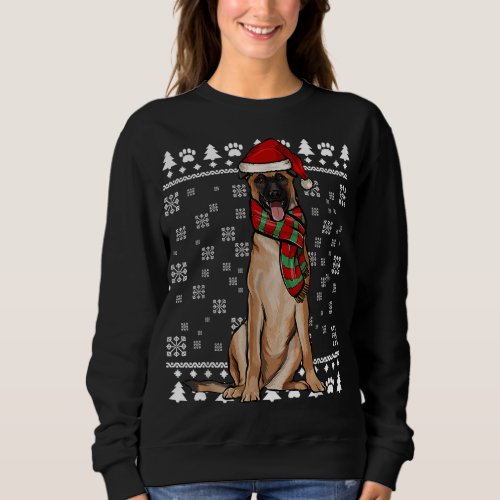 Belgian Malinoi Dog Santa Hat Xmas Ugly Christmas Sweatshirt