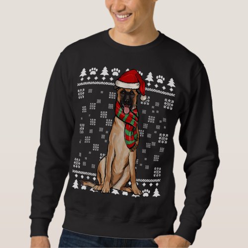 Belgian Malinoi Dog Santa Hat Xmas Ugly Christmas Sweatshirt