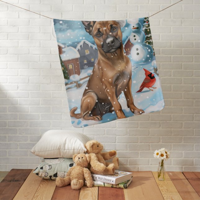 Belgian Malinoi Dog Winter Wonderland Christmas  Baby Blanket (In Situ)