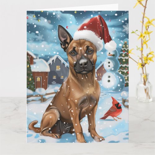 Belgian Malinoi Dog Winter Wonderland Christmas  Card