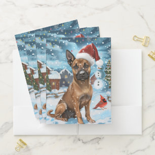 Belgian Malinoi Dog Winter Wonderland Christmas Pocket Folder