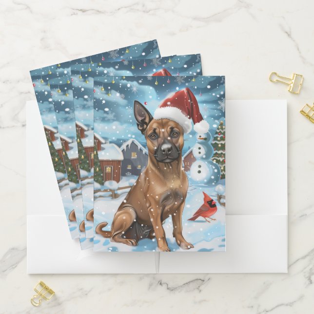 Belgian Malinoi Dog Winter Wonderland Christmas  Pocket Folder (In Situ)