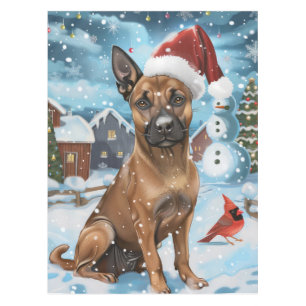 Belgian Malinoi Dog Winter Wonderland Christmas  Tablecloth