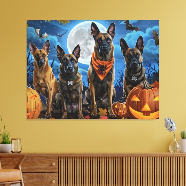 Belgian Malinoi Halloween Spooky Canvas Print (Insitu(LivingRoom))