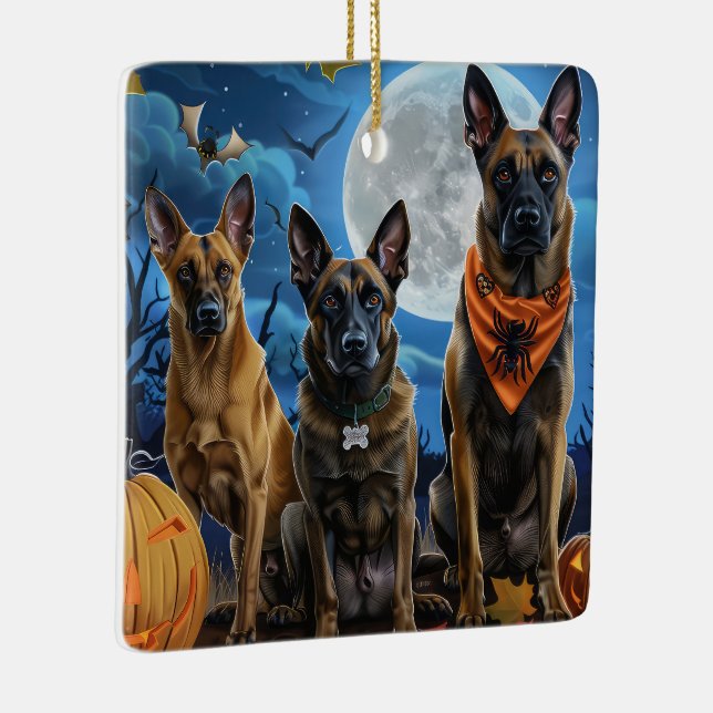 Belgian Malinoi Halloween Spooky Ceramic Ornament (Right)